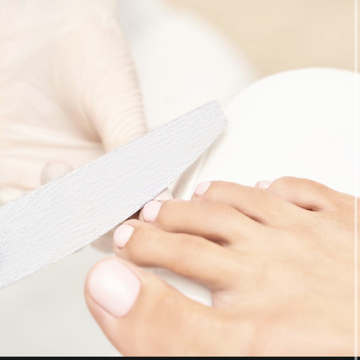 A manicure in progress at the atelier