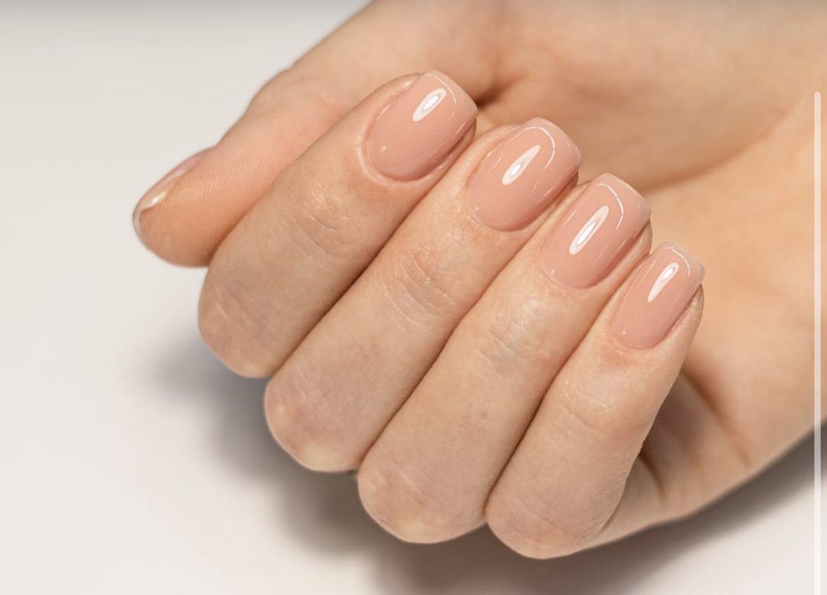 Natural BIAB manicure in a soft nude tone